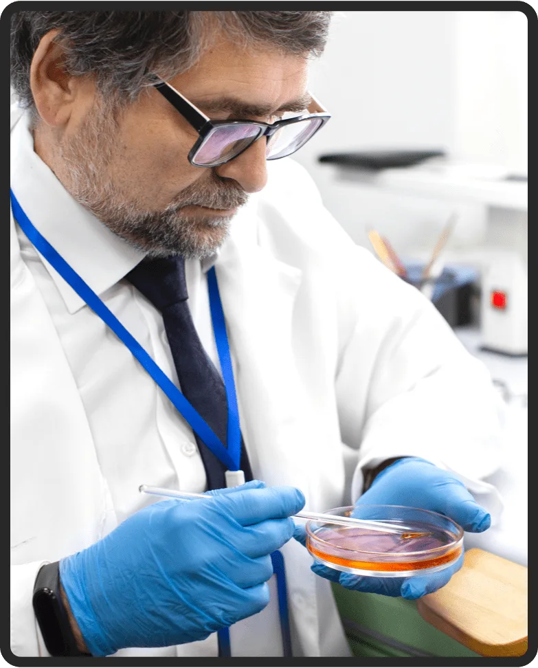Laboratory technician testing a Honey Burn supplement sample